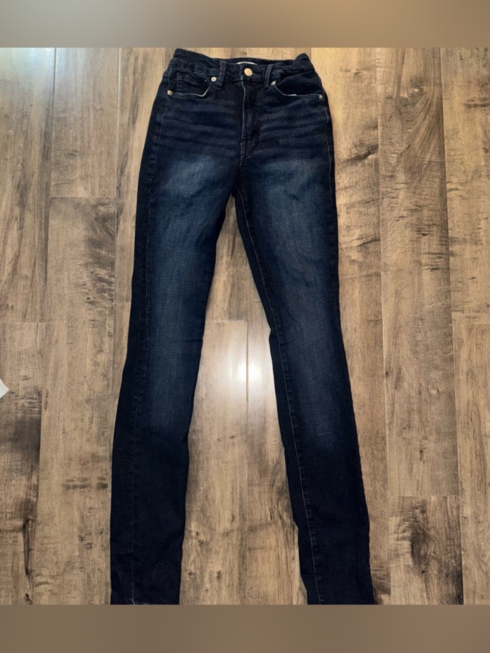 Good American Good Legs Long Skinny Jeans High Rise Dark Wash Sz 4 / 27 Khloe K - Picture 2 of 9
